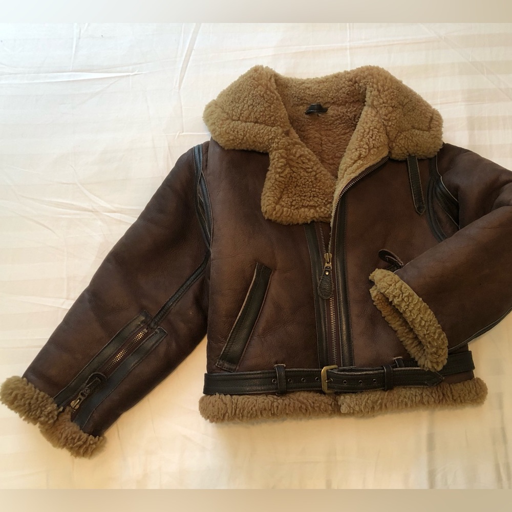 Vintage Sheepskin Bomber Jacket